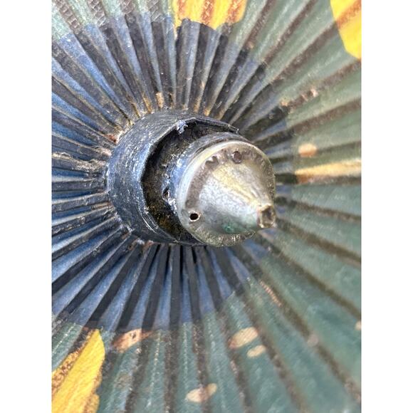 Vintage Koi Fish Paper Parasol 34" Bamboo Umbrella Asian Art Decor - Picture 3 of 8